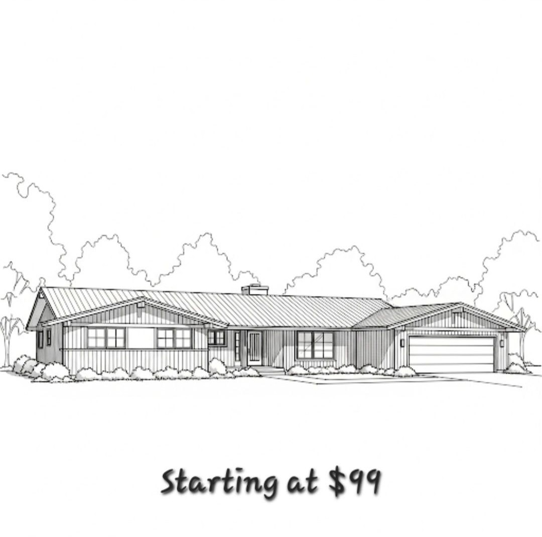 1 Story Ranch with Gutters on 4 Sides - $99